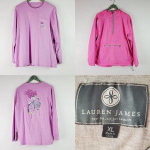 Lauren James 2 Piece Lot: Anorak Jacket & Let’s Go for A Stroll Long Sleeve Tee